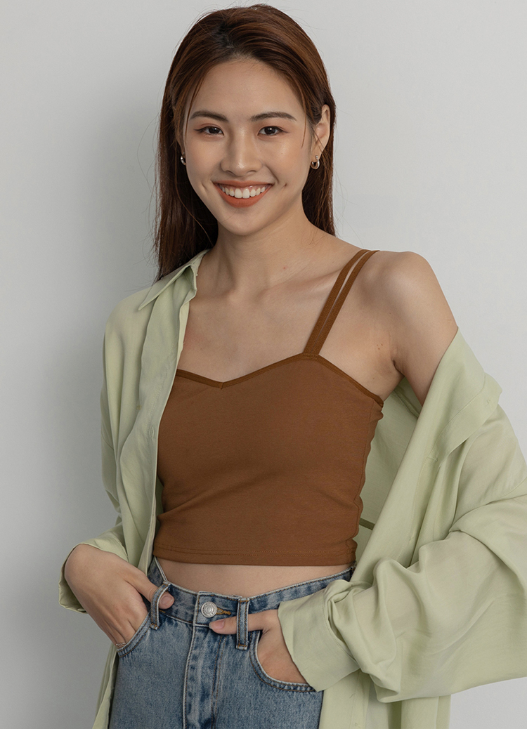 雙肩帶輕辣美感透罩杯背心 Bra Top