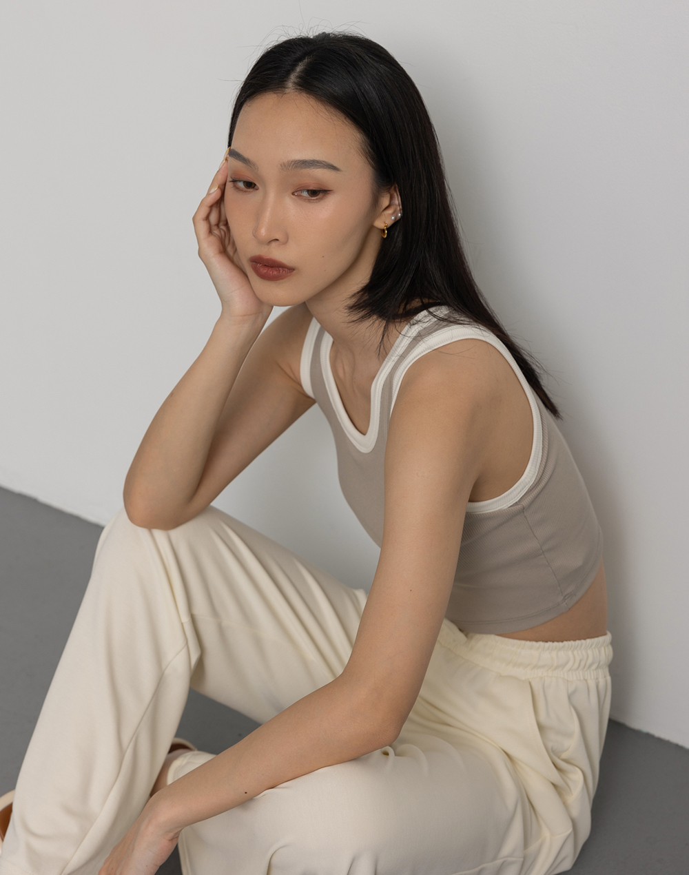 涼感撞色滾邊透氣罩杯背心 Bra Top