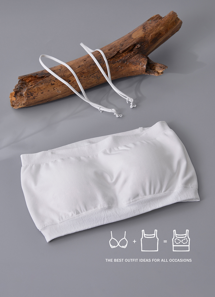 無縫防滑內搭平口小可愛 Bra Top (可拆式肩帶)