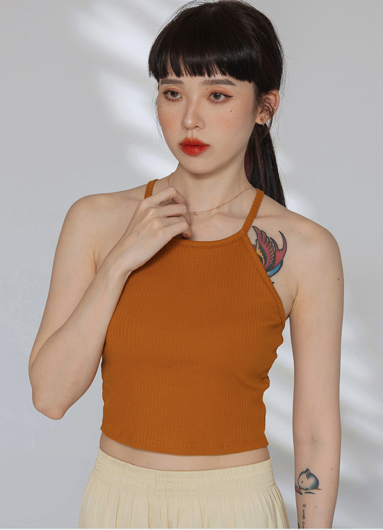 繞頸削肩美背交錯罩杯背心 Bra Top