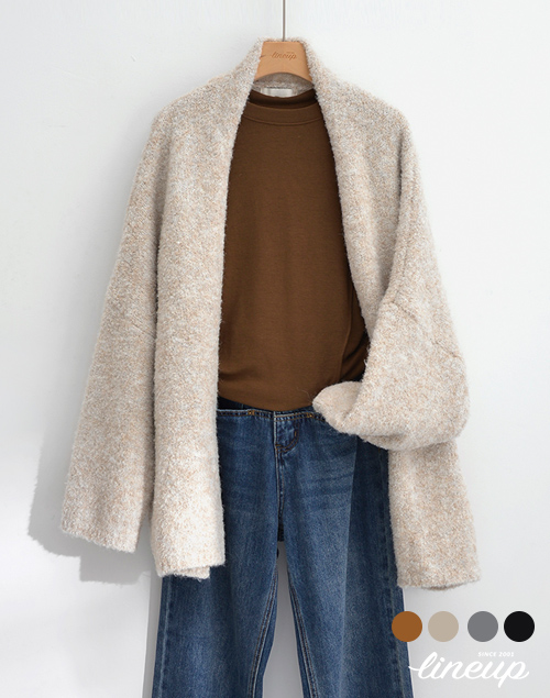 韓國設計!落肩慵懶羊毛開襟外套 份量感!