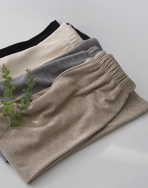 橫條紋理慵懶針織休閒褲