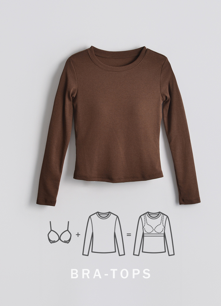 發熱打底T! 合身小圓領輕暖日常罩杯T恤 Bra Top 發熱衣