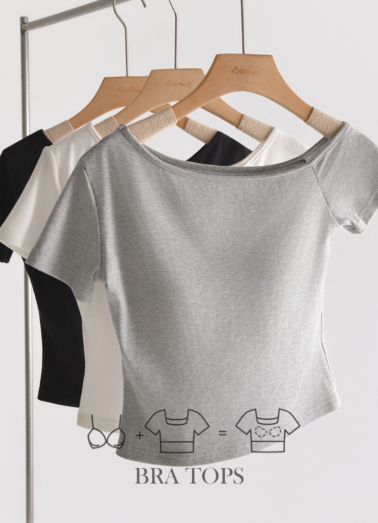 夏日辣妹標配! 萊賽爾不對稱露肩罩杯T恤 Bra Top