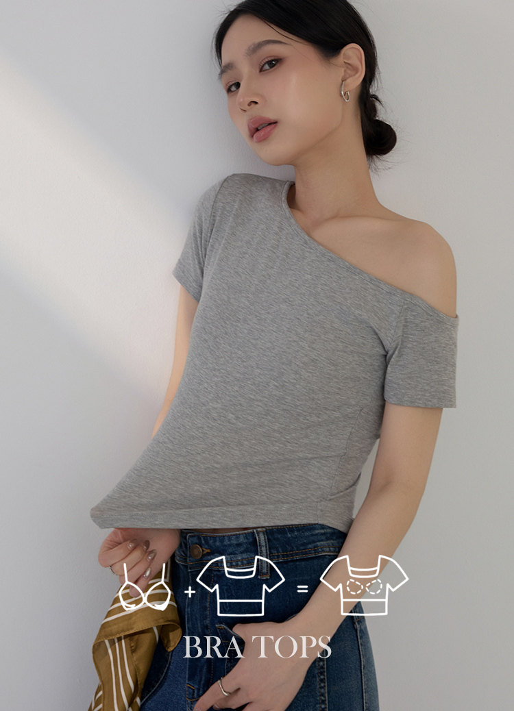 夏日辣妹標配! 萊賽爾不對稱露肩罩杯T恤 Bra Top