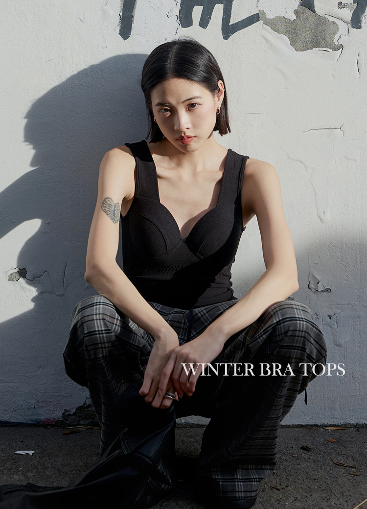 復古拼接馬甲德絨罩杯背心 Bra Top 保暖蓄熱!