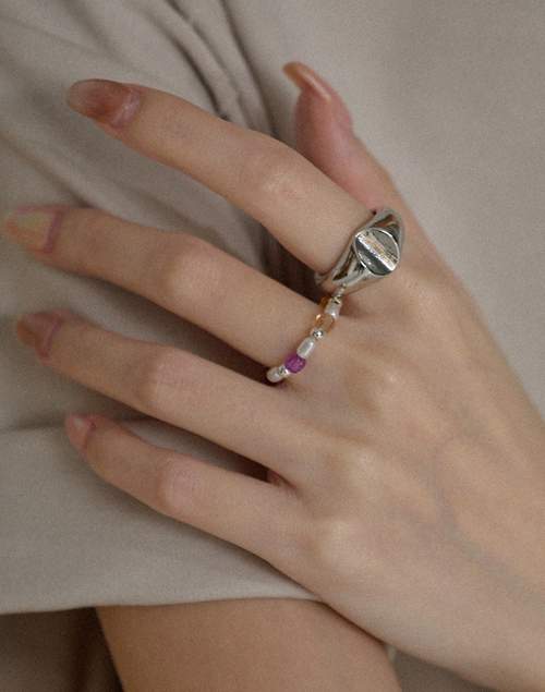 日系俏皮米粒珍珠戒指