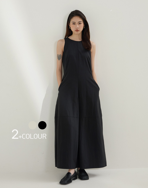 韓國設計!法式無袖繭型設計連身裙(黑色)