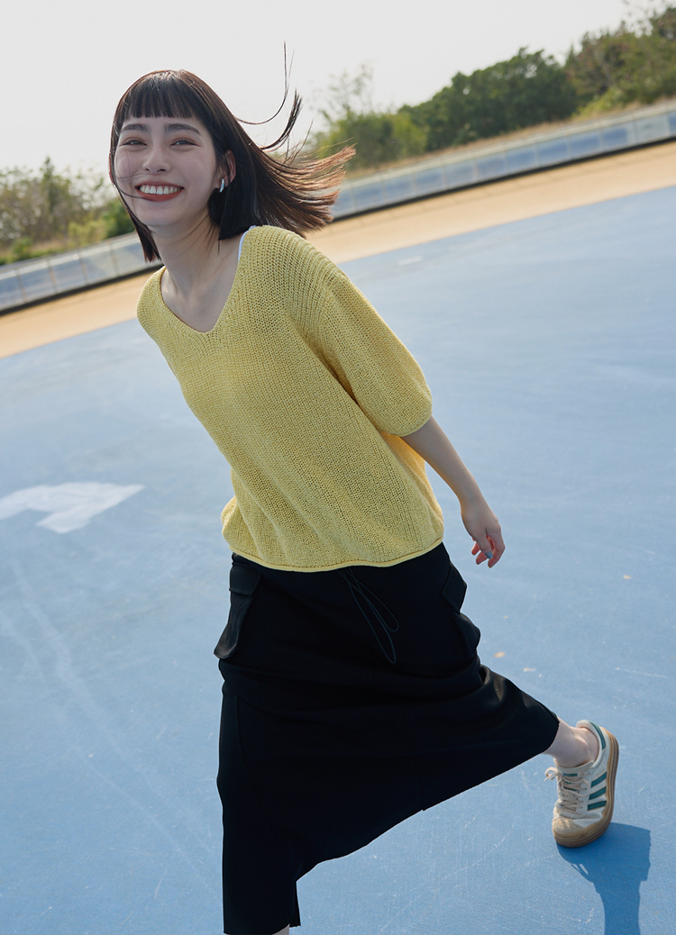 春漾簍空紗線短袖針織衫