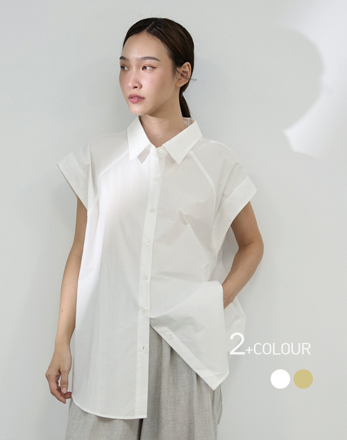 韓國設計 簍空扭結個性時髦設計襯衫(白色)