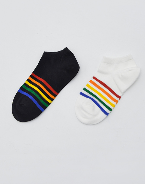 彩虹線條舒適棉船型襪淺口襪