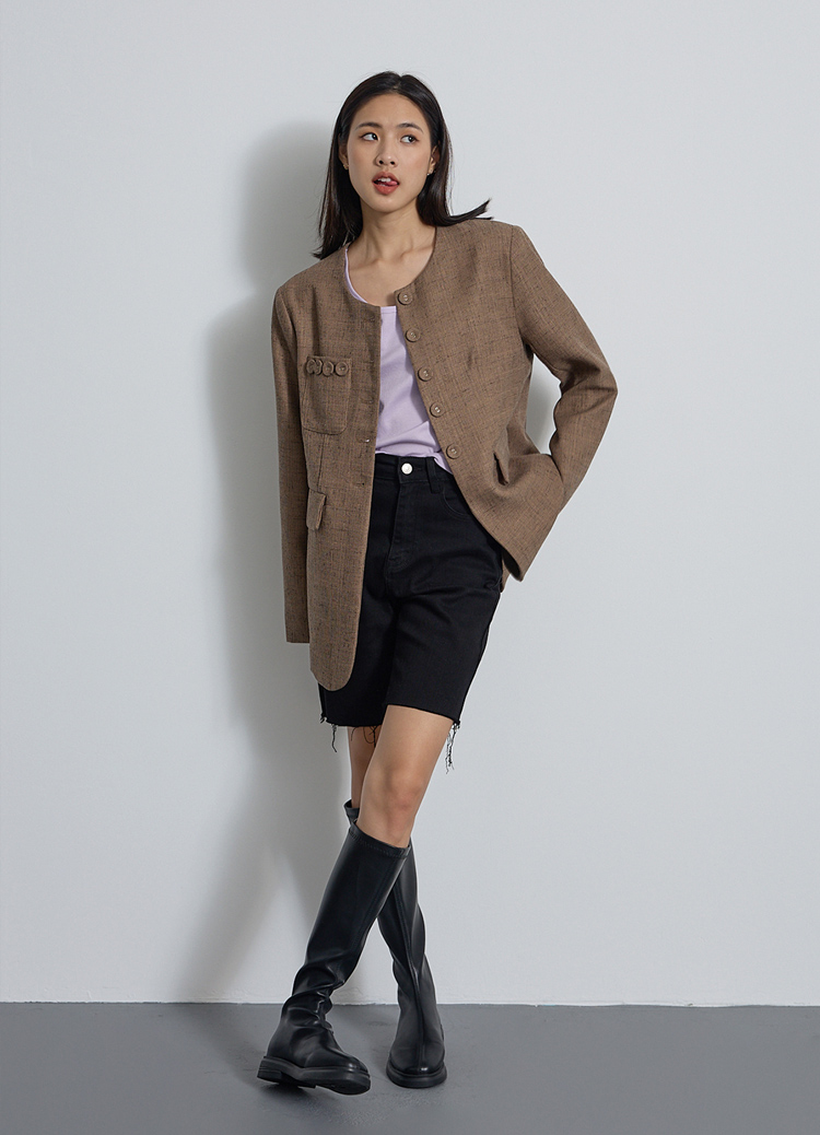 小香風女伶無領西裝外套