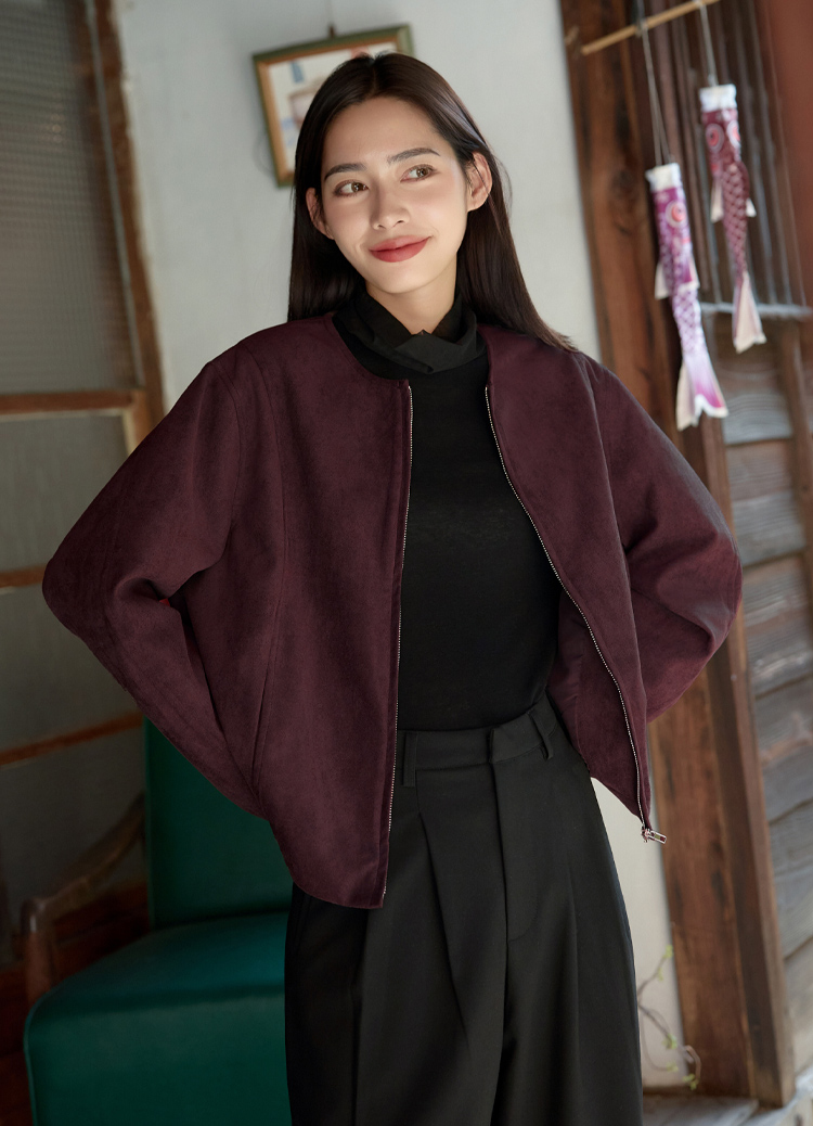 高級剪裁! 玫瑰霧色輕暖羊絨夾克外套