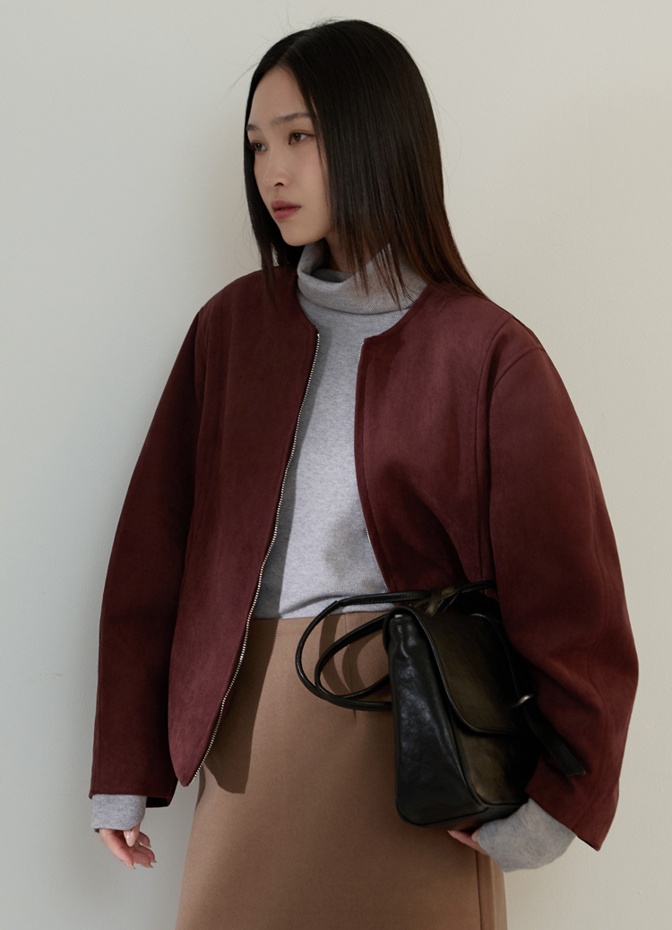高級剪裁! 玫瑰霧色輕暖羊絨夾克外套