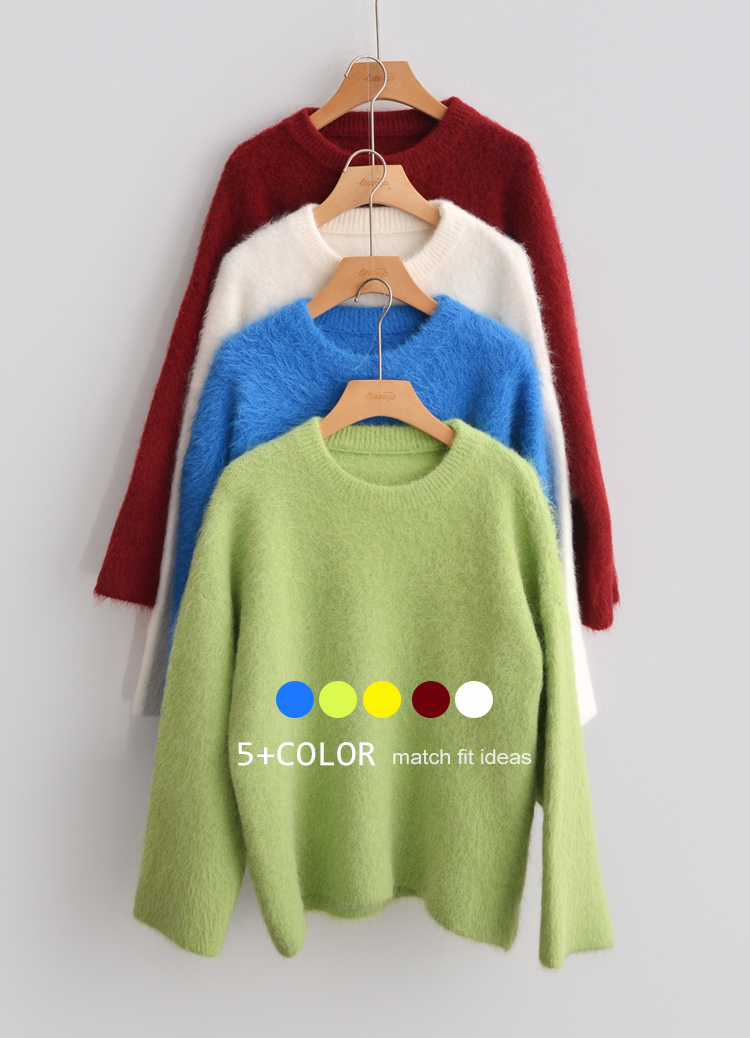 冬日多巴胺! 亮色系毛茸茸仿浣熊毛衣