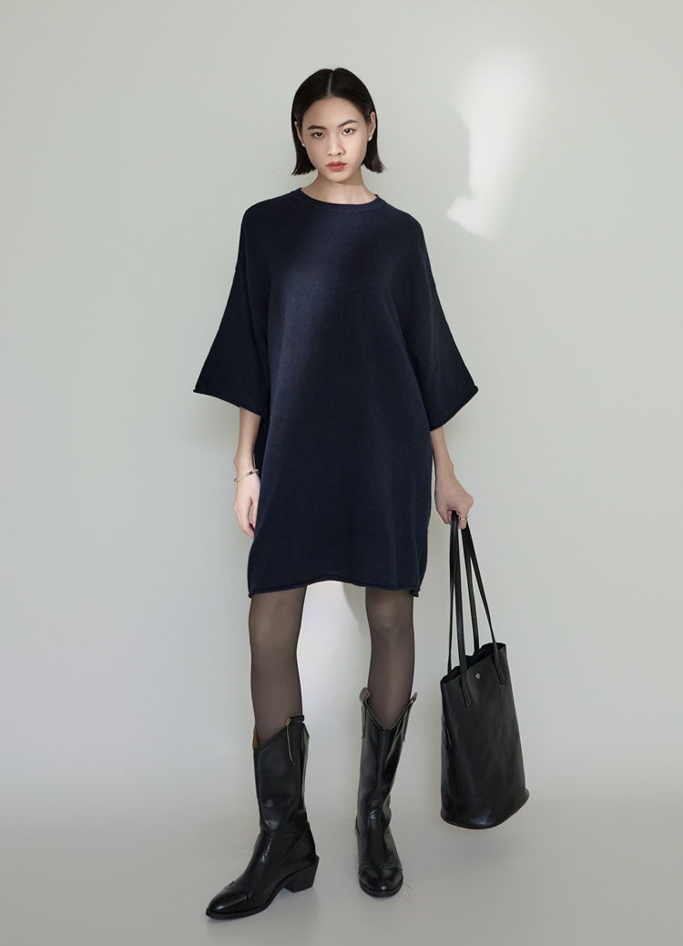 鬆弛長版! 軟糯Chill羊毛絨五分袖針織衫