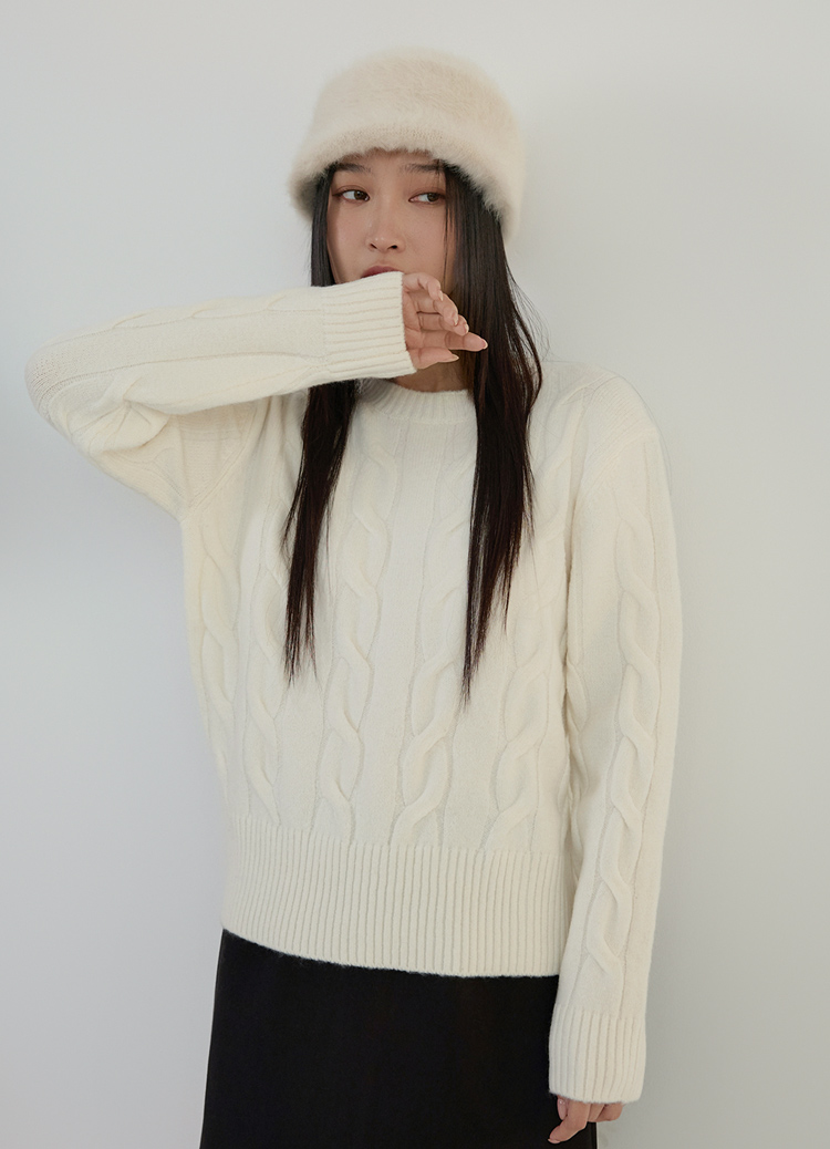 復古咖啡館麻花捲羊毛衣 抗起毛球!