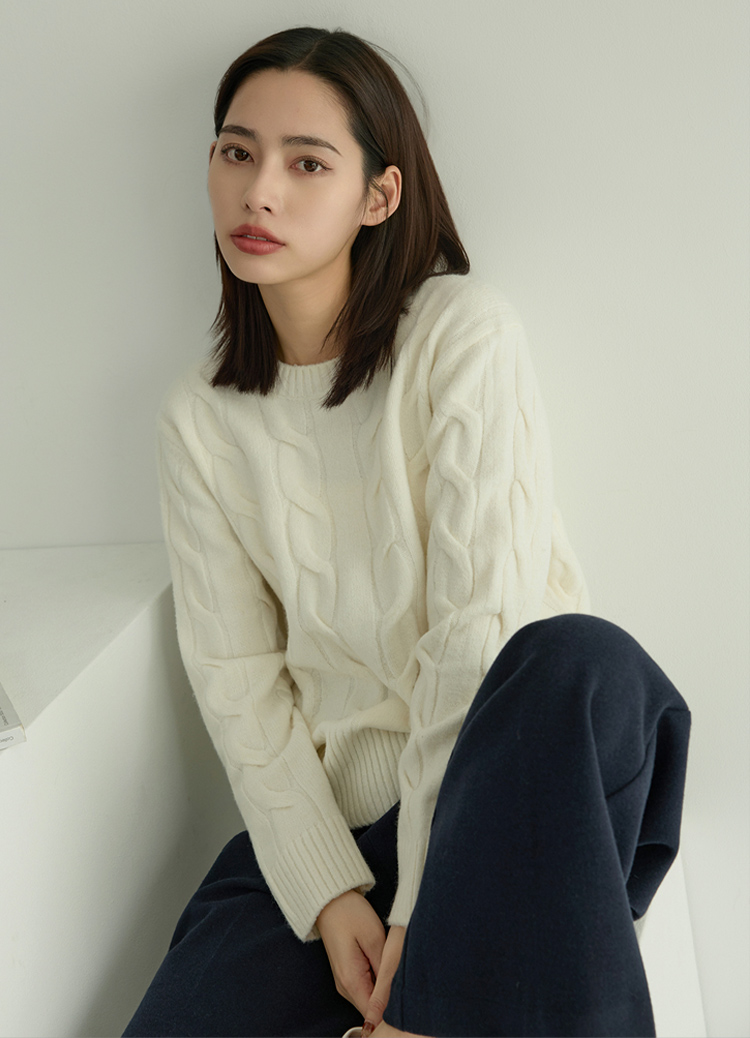 復古咖啡館麻花捲羊毛衣 抗起毛球!