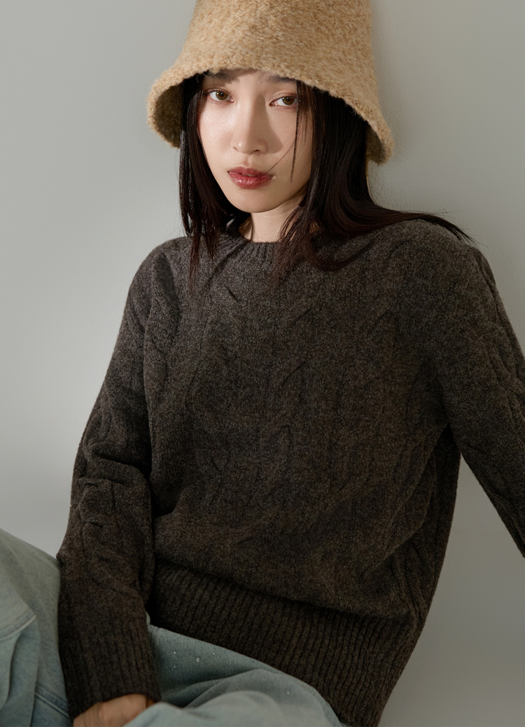 復古咖啡館麻花捲羊毛衣 抗起毛球!