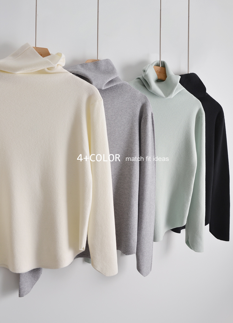 保暖鬆糕領斜口袖親膚絨毛打底衫