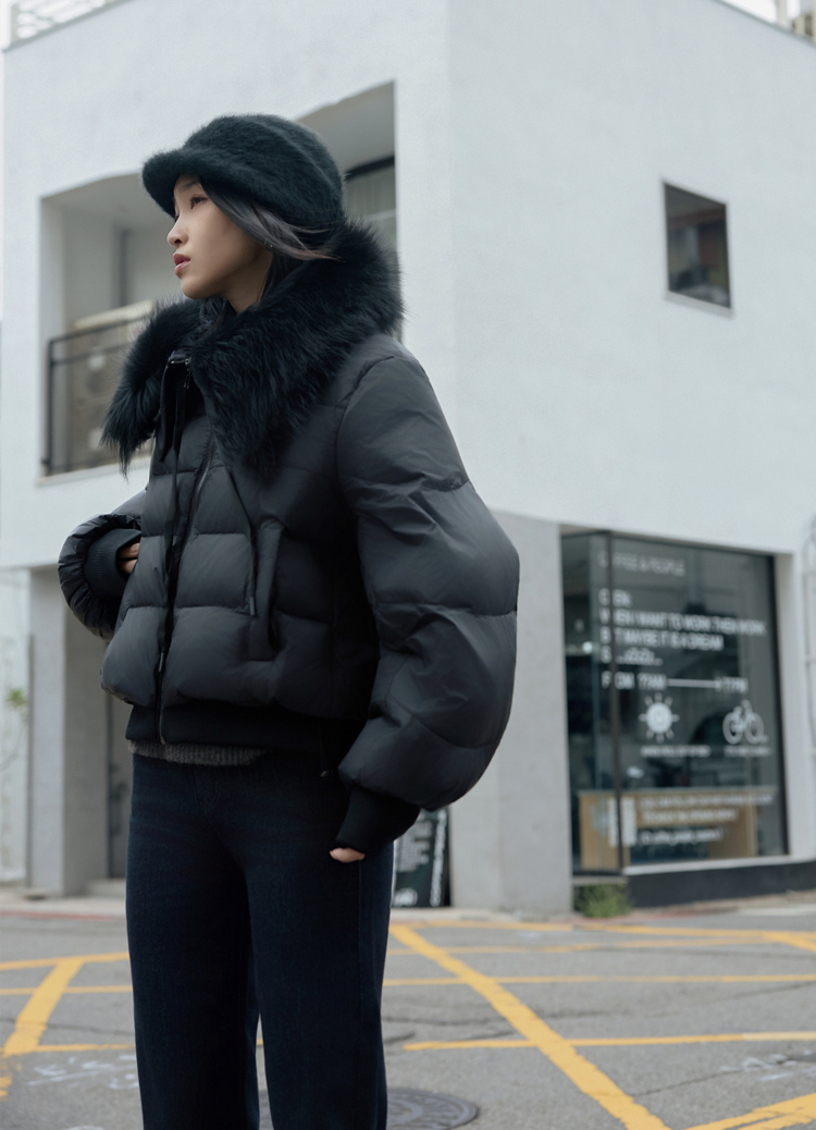抗寒御姐氣場! 輕奢大澎毛領飛鼠袖羽絨外套 鴨絨外套