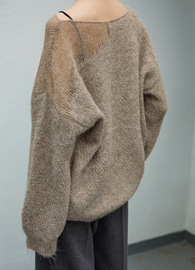 曖昧微光! 浪漫半透肌鬆軟馬海毛感毛衣