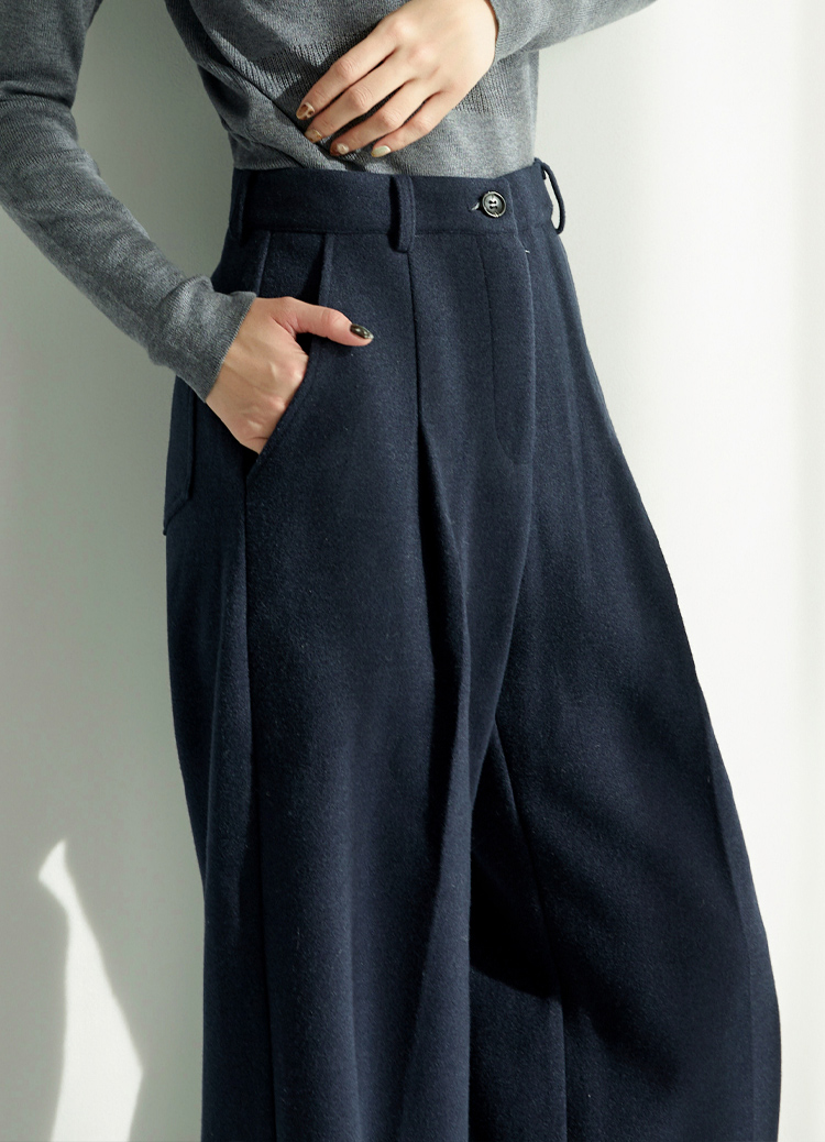 零死角! 韓國極簡老錢風挺版毛呢西裝褲