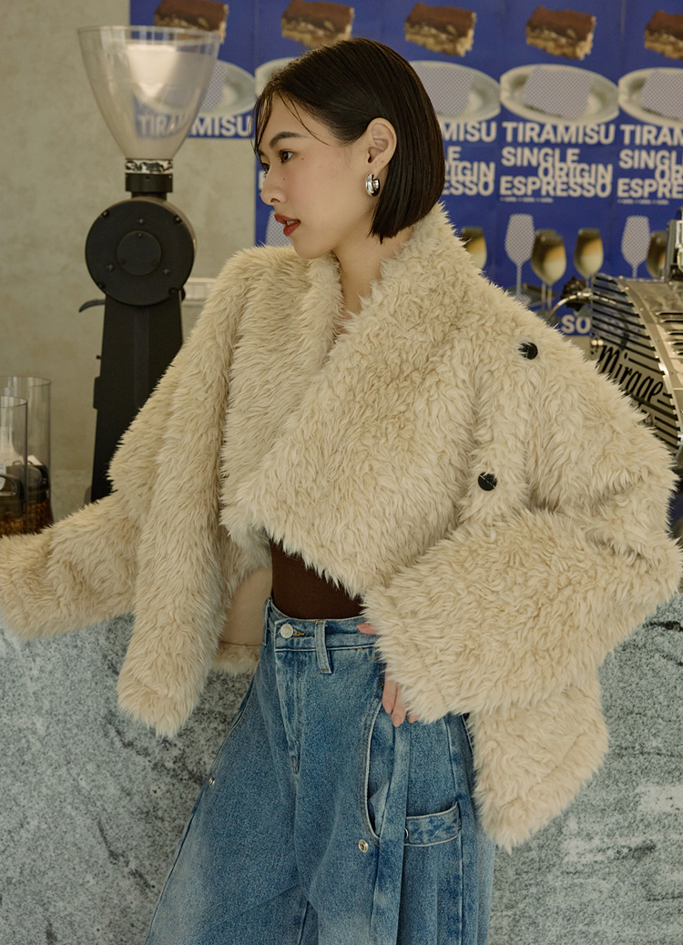 又奶又兇! 韓國翻領軟萌泰迪熊毛毛外套