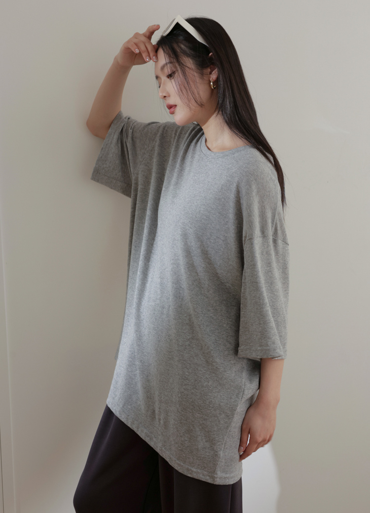 OVER SIZE 灑落雪花棉寬鬆T恤 (下半身失蹤 大尺碼)