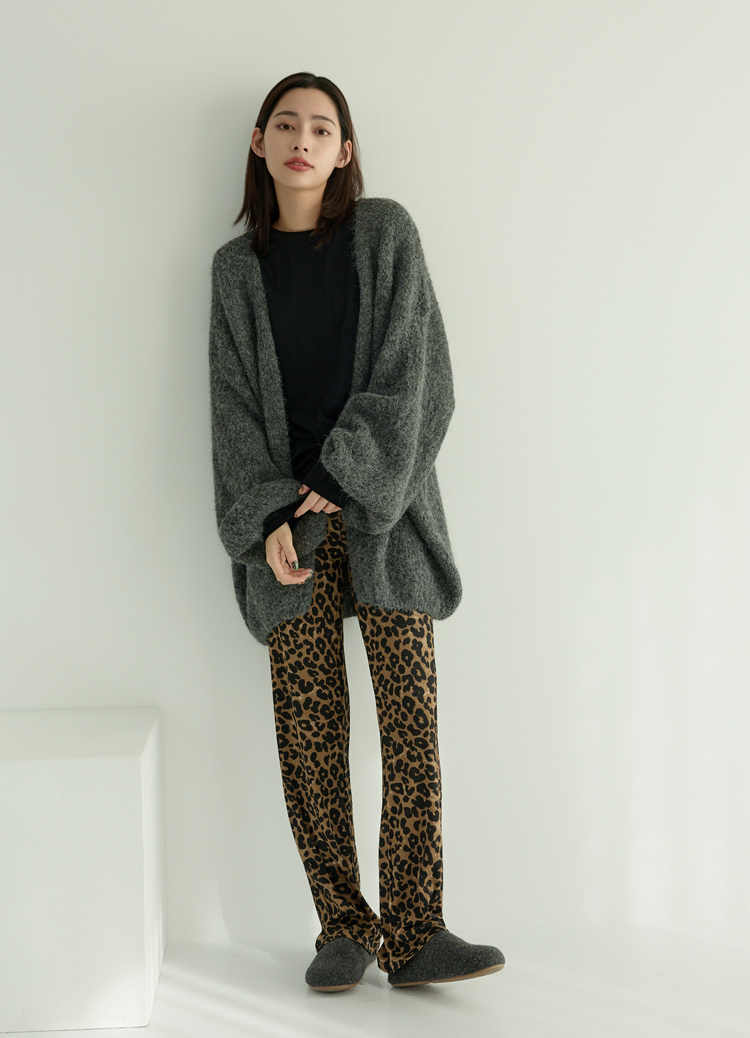 非買不可! 超彈性Chill~顯瘦清爽豹紋寬褲(豹紋褲)