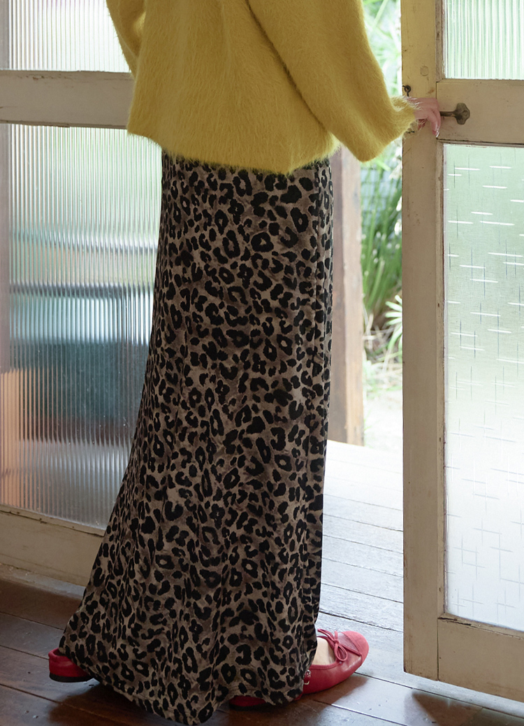 一穿即瘦! 浪漫修身魚尾灰調豹紋裙 魚尾裙