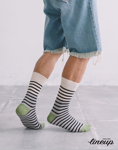 經典條紋設計師款情侶襪 中筒襪