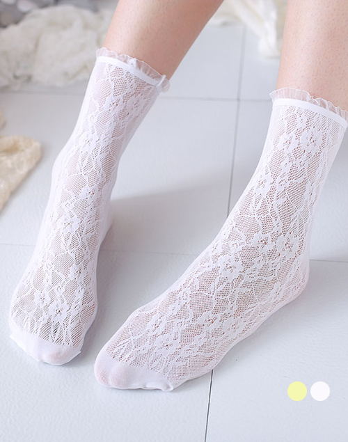 花邊襪口鏤空蕾絲襪 透膚襪