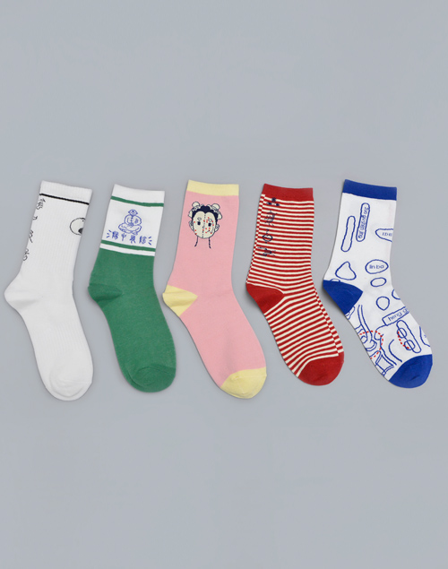 新潮有趣中國醫術風插畫中筒襪