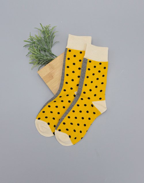 點點拼接條紋蜜蜂配色中統襪