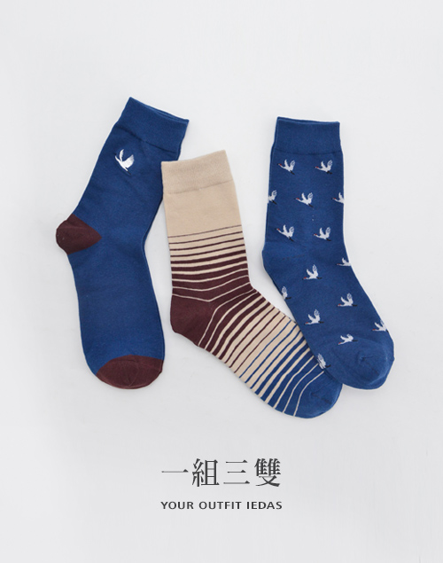 動物昆蟲刺繡系列襪(三雙一組)
