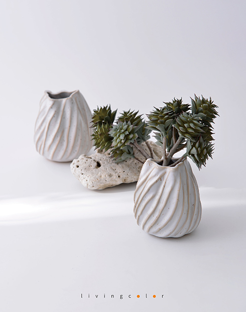 不規則海洋螺紋陶瓷花瓶(小)