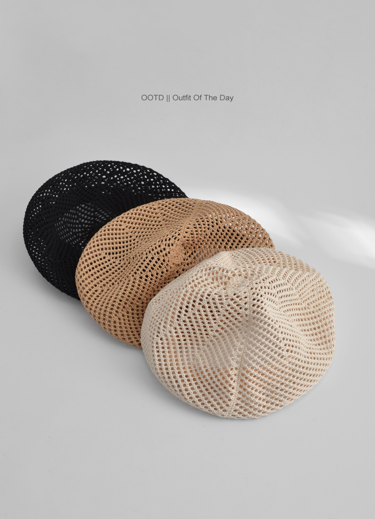 鏤空織紋透氣感貝雷帽 畫家帽