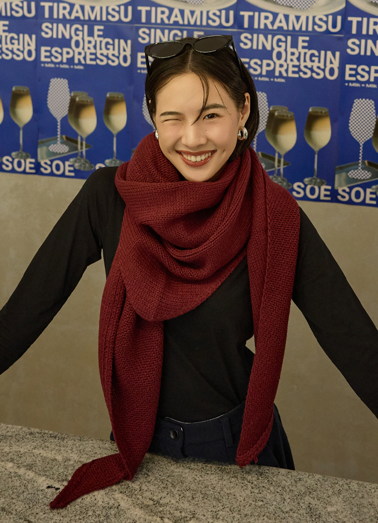 一披多用! 溫控羊毛針織三角披肩 圍巾 圍脖