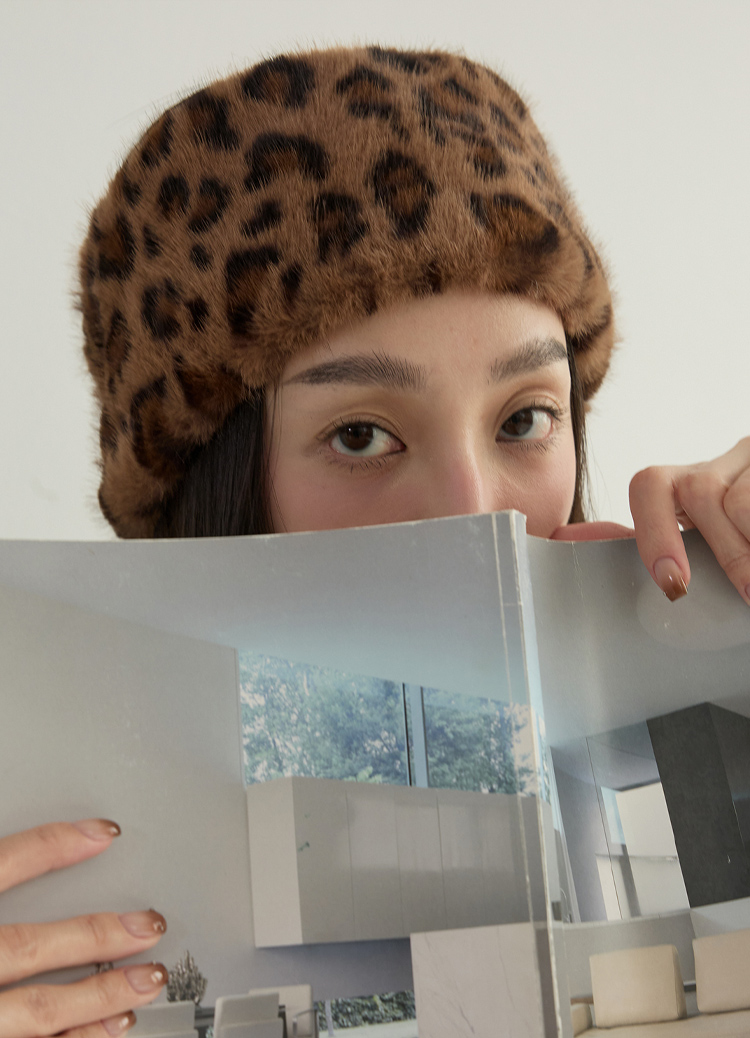 冬日奢絨仿貂毛保暖刷絨寬版髮帶 豹紋髮帶 貂毛髮帶