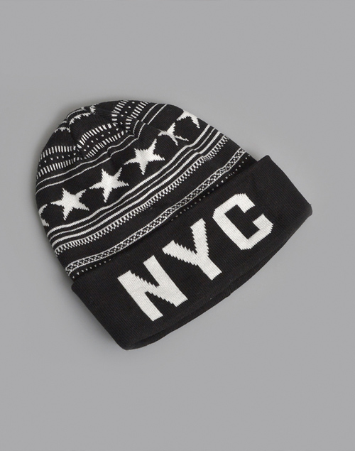 星星NYC字母保暖針織毛帽