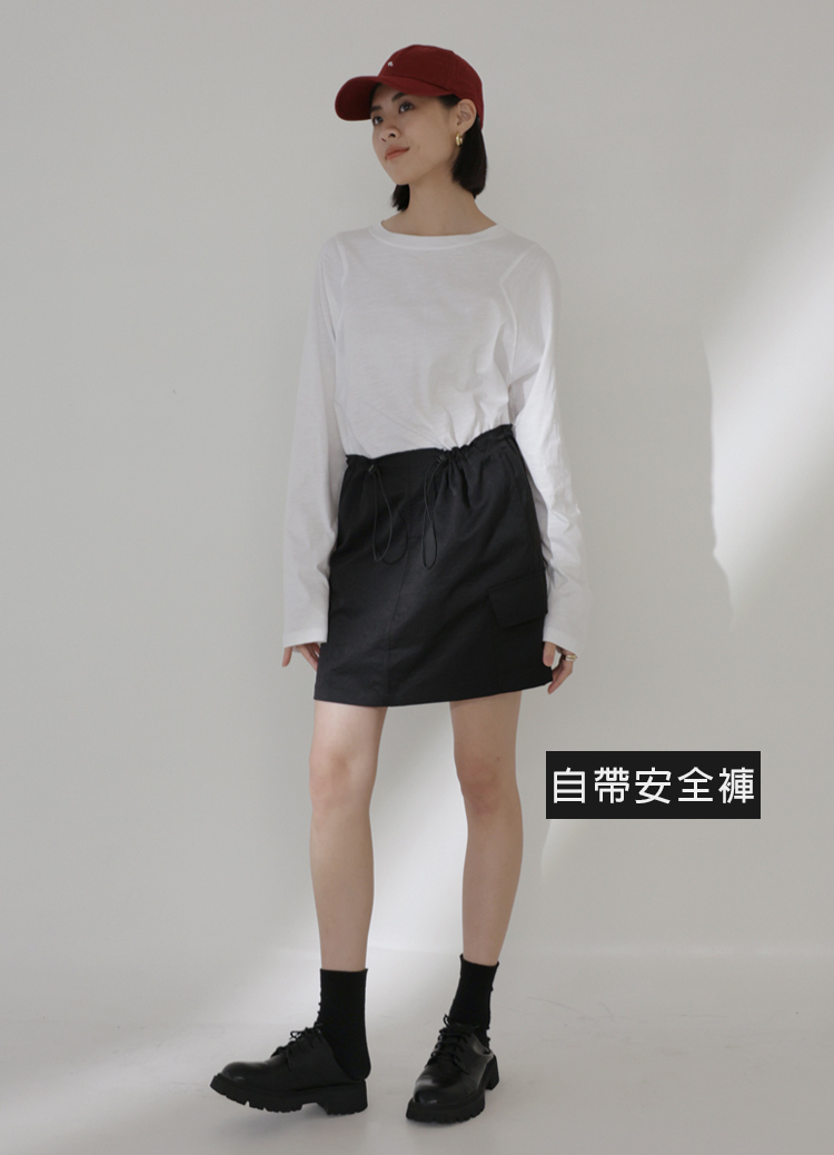 【大姐團】防走光! 可甜可酷的速乾工裝風短裙 (大尺碼)