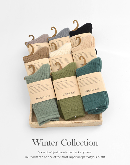 秋冬溫和厚款素面針織襪 堆堆襪