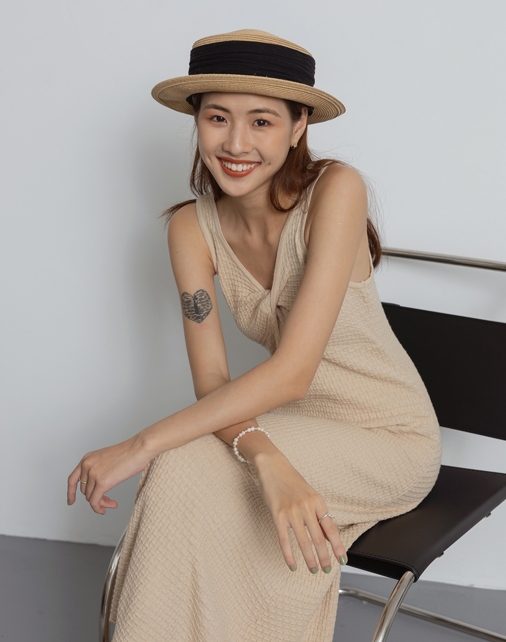 法式復古藤編圓頂草帽 遮陽帽