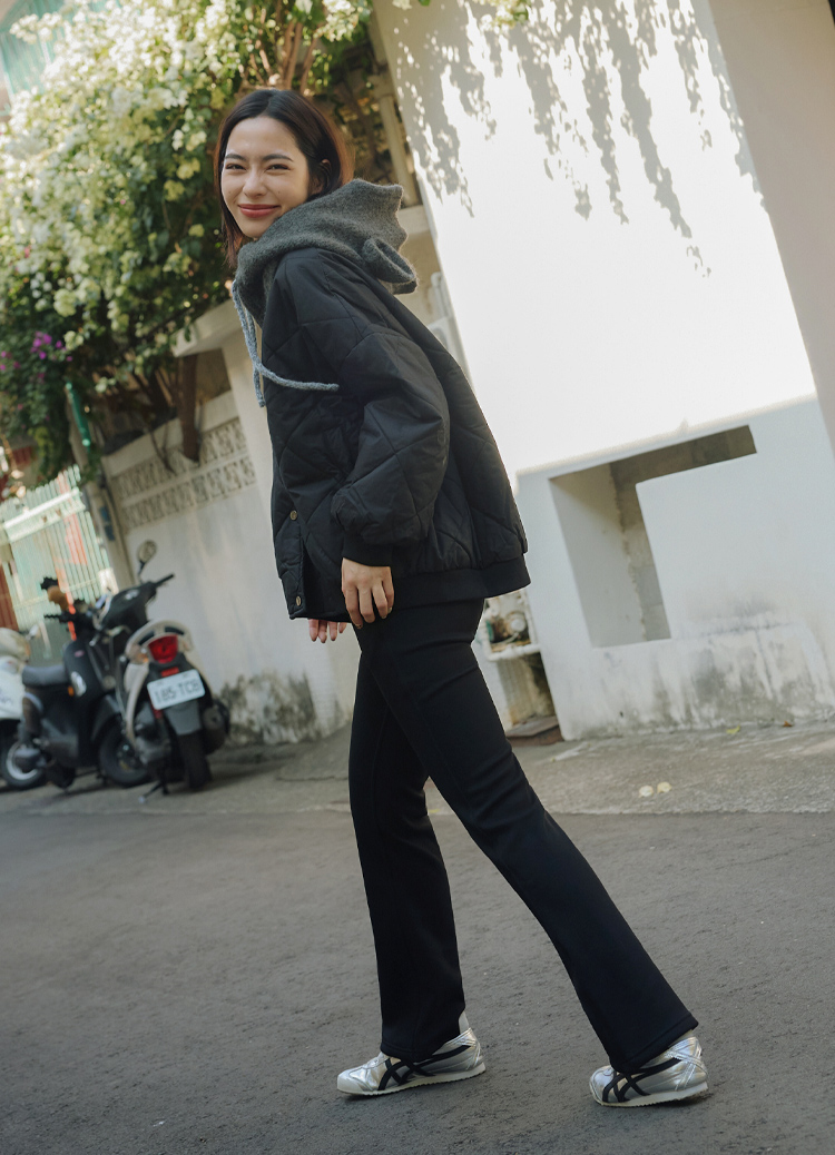 【大姐團】暖厚刷絨! 高彈羅馬布厚刷絨修身喇叭褲