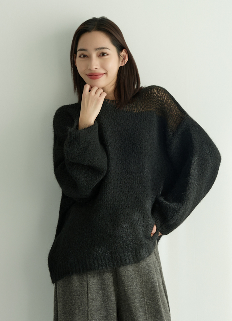 【大姐團】曖昧微光! 浪漫半透肌鬆軟馬海毛感毛衣