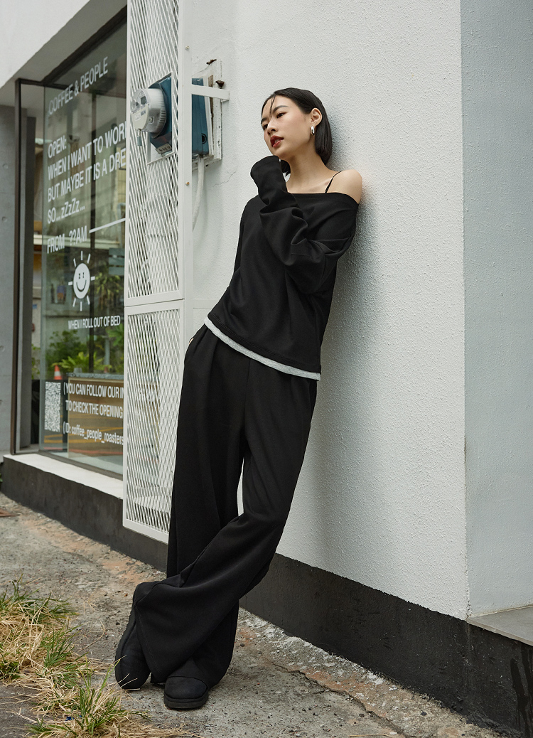 【大姐團】斜肩鎖骨! 超顯瘦空氣棉帥氣修身套裝