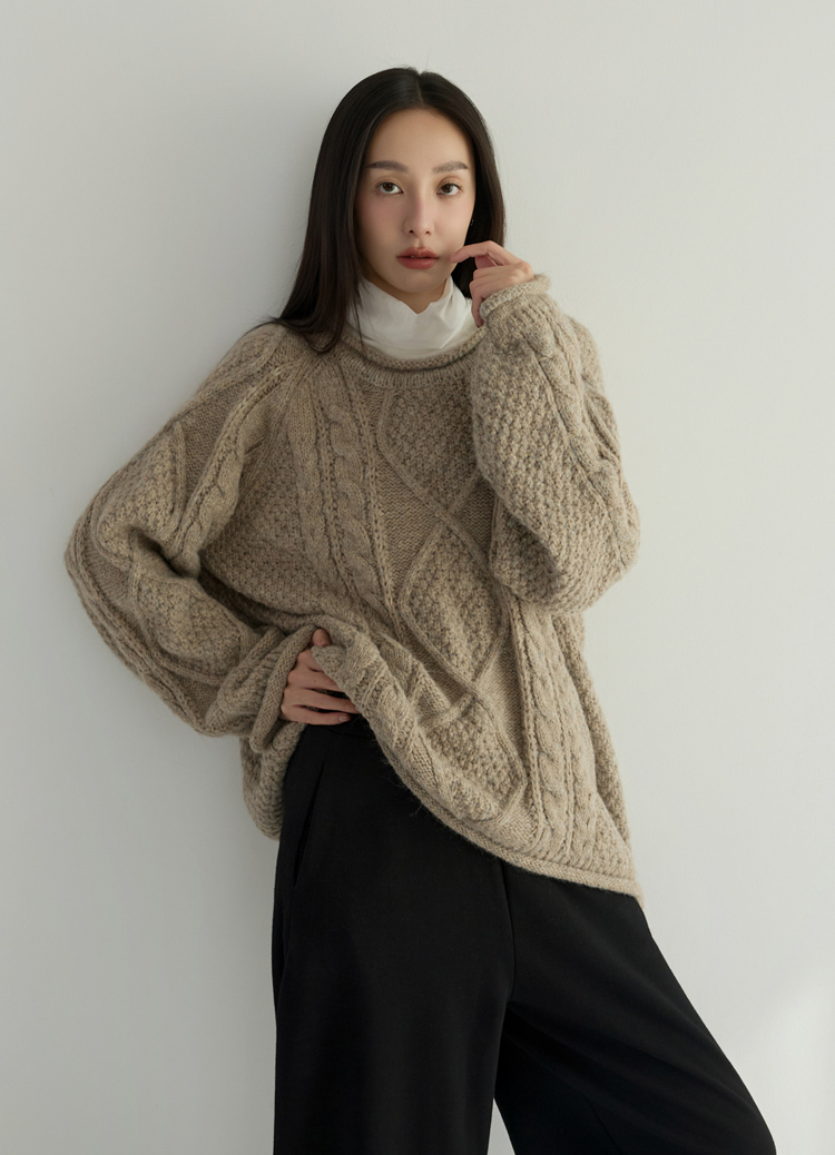 【大姐團】冬日抱抱! 厚實有感暖暖羊毛復古麻花毛衣