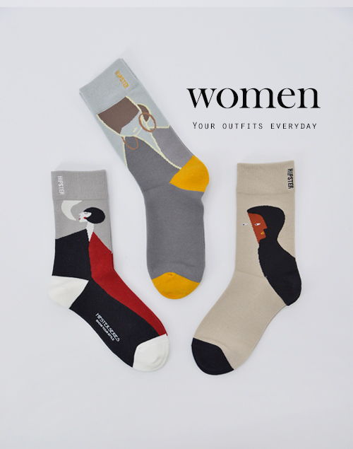 抽象派女人系列圖案襪