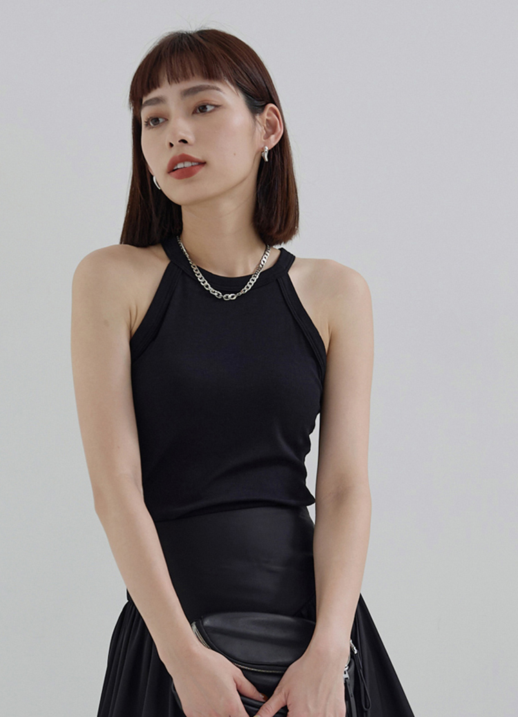 【Yuly團】削肩繞頸網眼內裡繞頸背心 Bra Top  (工字 罩杯背心)